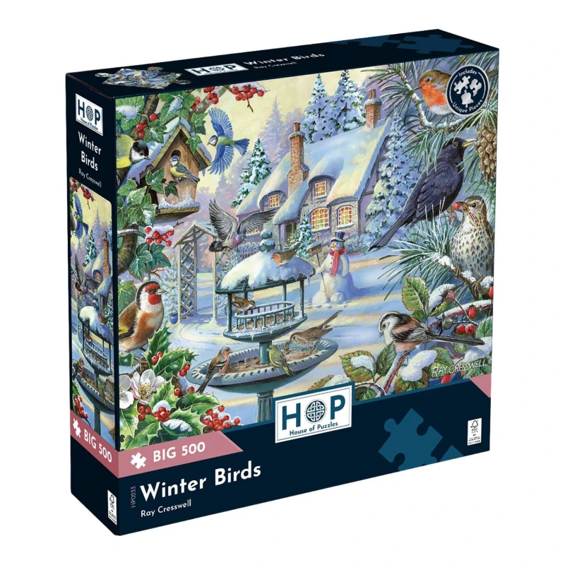 Image of The House Of Puzzles Winter Birds, BIG 500 Piece Jigsaw Puzzle Multi unisex