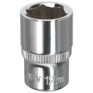 image of Sealey SP1412 WallDrive Socket 12mm 1/4"Sq Drive Fully Polished