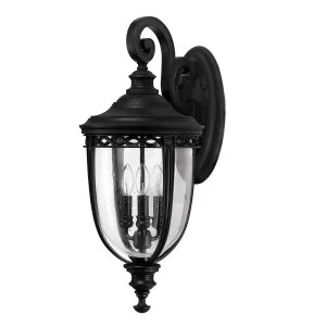 image of 3 Light Outdoor Large Wall Lantern Light Black IP44, E14