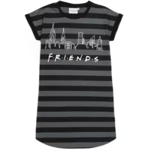 Image of Friends Girls Striped Nightie (9-10 Years) (Grey/Black)