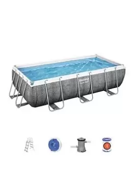 Image of Bestway 13ft Rattan Rectangle Pool Set