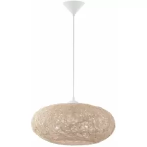 Image of Pendant Ceiling Light Colour White Shade Beige Paper Threads Bulb E27 1x60W
