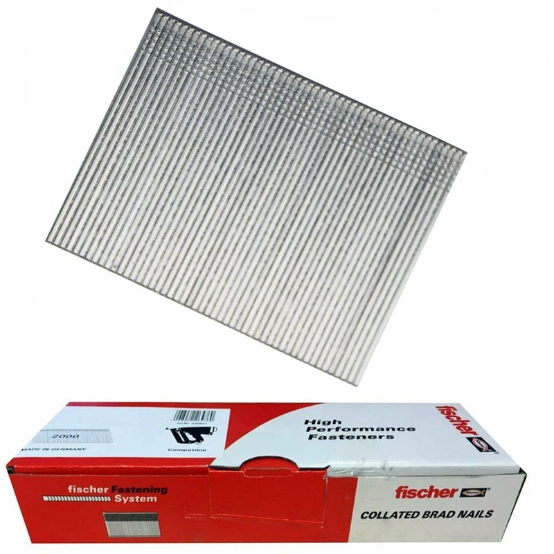 Image of Fischer 16G Galvanised Angled Brad Nails 38mm (2000 Pack) in Silver Galvanised Steel 553921