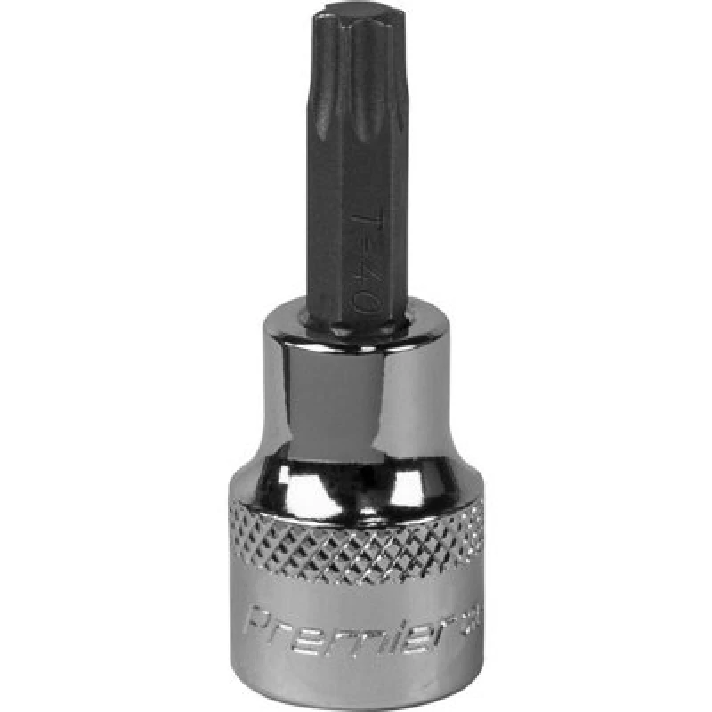 Image of Loops T40 TRX Star Socket Bit - 3/8" Square Drive - PREMIUM S2 Steel Head Knurled Grip Metallics