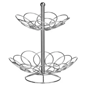 Image of Interiors By Ph 2 Tier Fruit Basket - Chrome