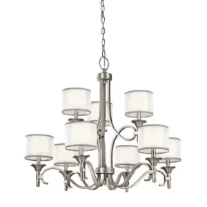 Image of 9Chandelier LIght White ORGANAZA Shade Antique Pewter LED E14 60W