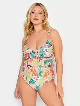 Image of Yours Bali Floral Knot Front Bikini Top, Orange, Size 16, Women
