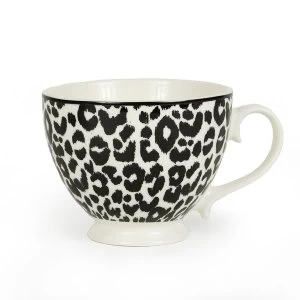 image of Animal Luxe Footed Mug Leopard Print Black