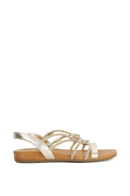 Image of Dune London Womens 'Lyrically' Leather Sandals in Gold Size: 3 Gold Female 3