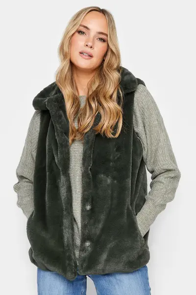 Long Tall Sally Tall Faux Fur Gilet Green