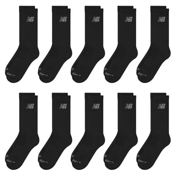 Image of New Balance 10 Pk Cushioned Crew - Black 4 -8