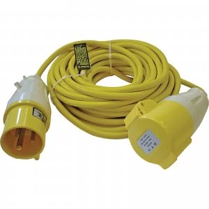 image of Faithfull Extension Trailing Lead 32amp 2.5mm Yellow Cable 110v 14m