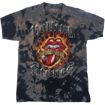 Image of The Rolling Stones - Tattoo Flames Unisex Large T-Shirt - Grey