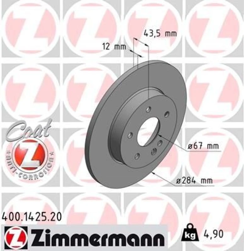 Image of ZIMMERMANN Brake disc ZIMMERMANN 400.1425.20