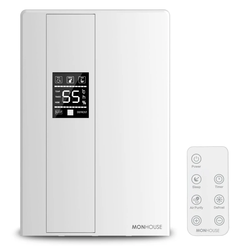 Image of MONHOUSE Dehumidifier 24H Timer Ultra Quiet Mould & Damp Remover 2.2L Capacity in White White Unisex