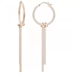 image of Ladies Swarovski Rose Gold Plated Lifelong Long Hoop Earrings