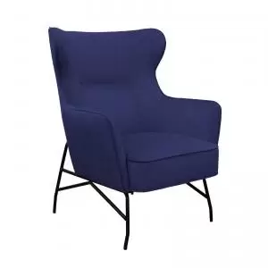 Image of Alpha high back lounge chair with Black metal frame - dark blue