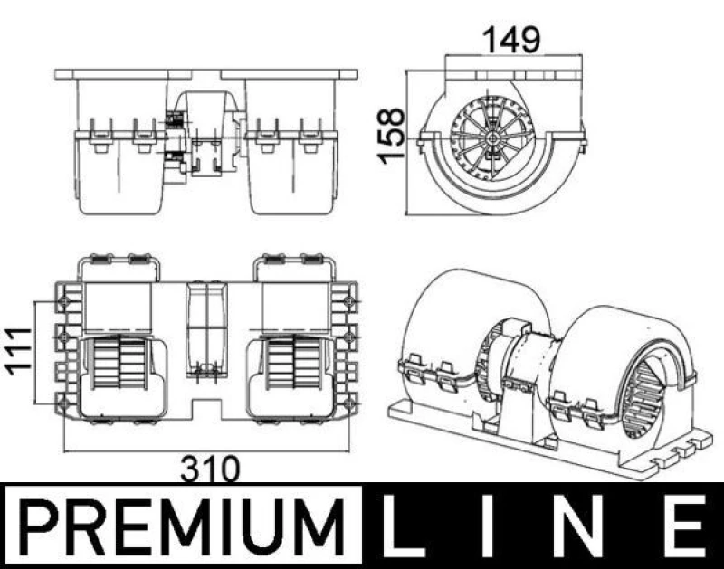 Image of MAHLE AB 145 000P Blower Motor for left-hand drive vehicles Interior Blower (2669)