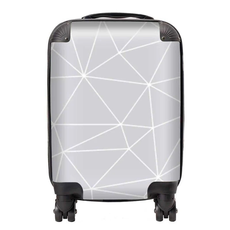 Image of Warren Reed - Designer Geometric Triangle Pattern Suitcase in Grey Size: Medium Grey Unisex Medium