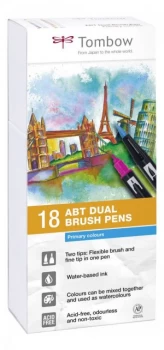 image of Tombow ABT Dual Brush Pen 2 tips Primary Colours PK18