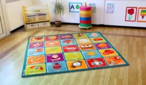 image of Childrens Square Alphabet Classroom Carpet