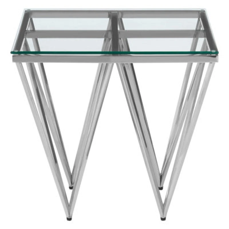 Image of Orsina Allure Silver Finish Spike Legs End Table