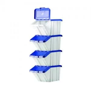 image of Barton Multifunctional Storage Bins Blue Lids Pack of 4 0521014