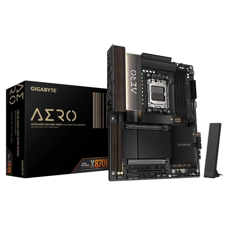 Image of Gigabyte X870E AERO X3D DARK WOOD AMD AM5 Socket Motherboard. ATX. 4x