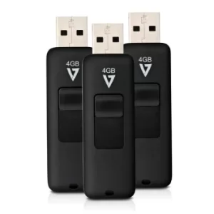Image of V7 4GB USB 2.0 Flash Drive Kit Black (Pack of 3)