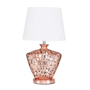 Kalvin Table Lamp in Copper with White Aspen Shade