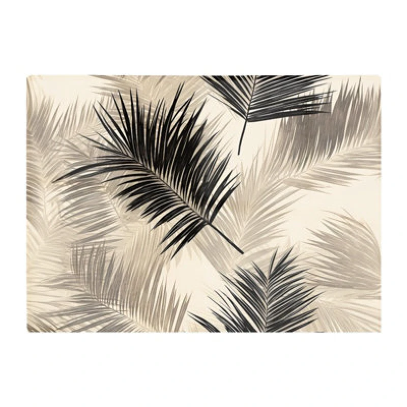 Image of Warren Reed Designer Black And White Tropical Palm Leaves Glass Chopping Board