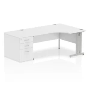Image of Impulse 1600 Right Hand Wire Managed Workstation 800 Pedestal Bundle White
