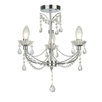 image of Searchlight Autumn - 3 Light Bathroom Chandelier Chrome, Crystal ,Glass IP44, G9