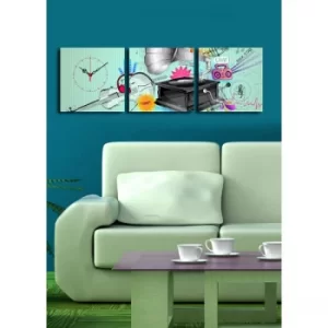 Image of 3P2828CS-13 Multicolor Decorative Canvas Wall Clock (3 Pieces)