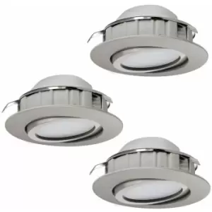 image of Loops - 3 pack Flush Ceiling Downlight Satin Nickel Plastic 6W Built in led