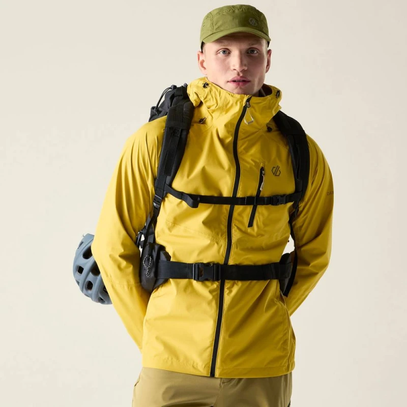 Image of Dare 2b Mens Breathe Out Waterproof Jacket in Yellow Size: Medium Yellow Male M
