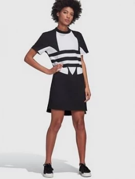 Image of adidas Originals Large Logo T-Shirt Dress - Black, Size 10, Women