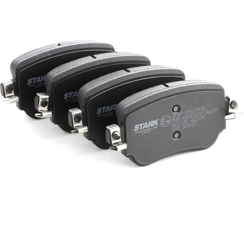 Image of STARK SKBP-0011508 Brake pad set Rear Axle, excl. wear warning contact, with anti-squeak plate Brake Pad Set,disc brake (402)