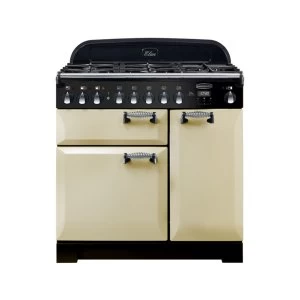 Image of Rangemaster ELA90DFFCR Elan Deluxe 90 Dual Fuel Range Cooker CreamChrome