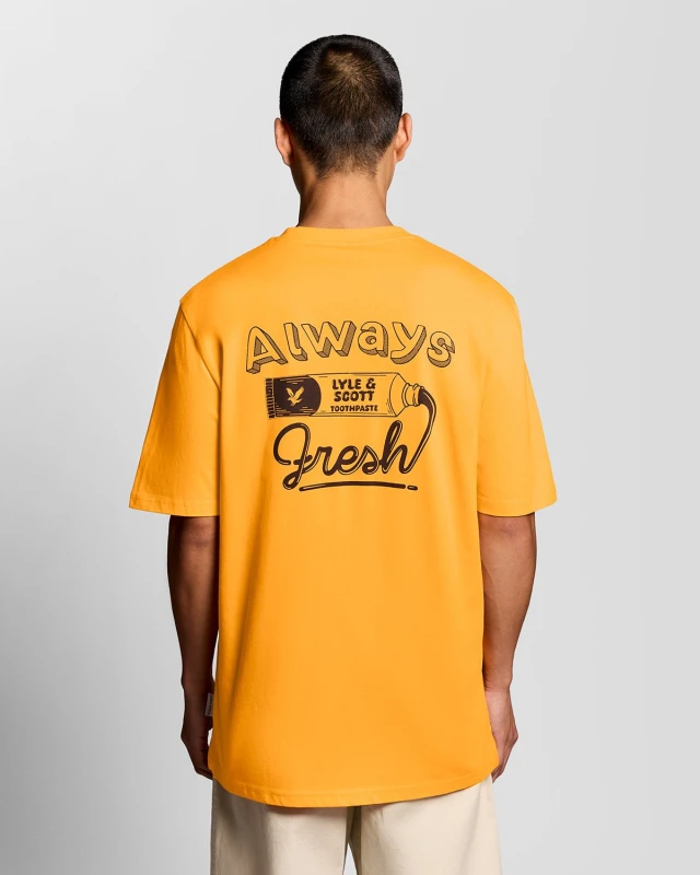Image of Lyle & Scott Mens Back Print Graphic T-Shirt in Orange