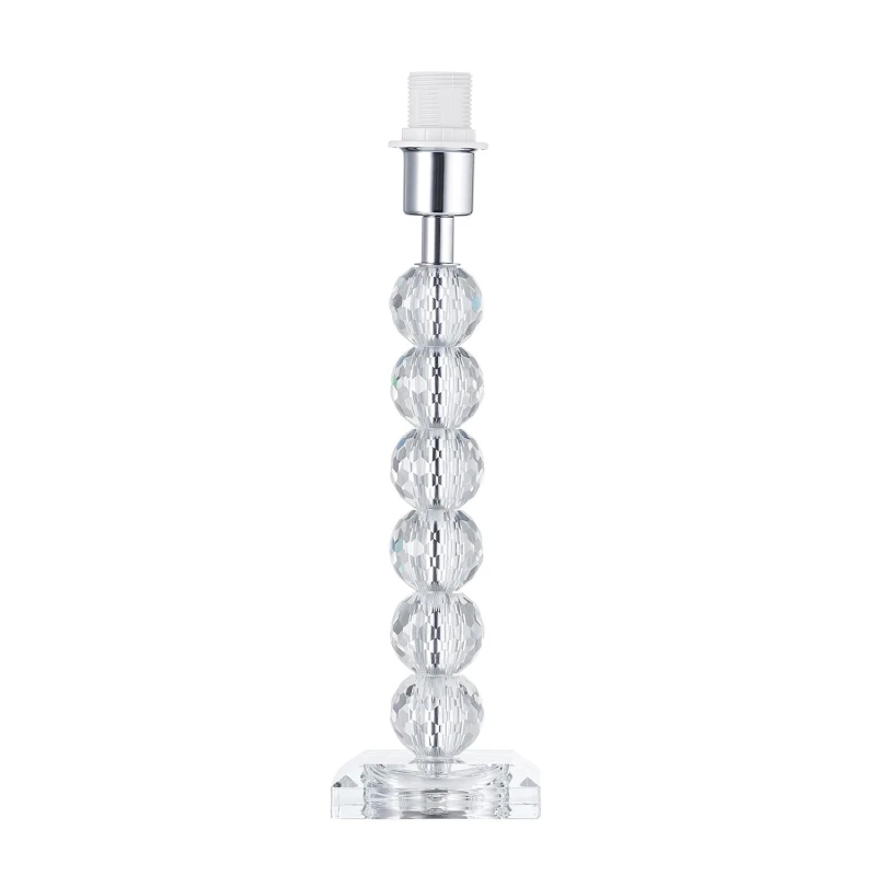 Image of Happy Homewares Contemporary Clear Crystal Glass & Metal Table Lamp Base with Faceted Spheres Clear Unisex