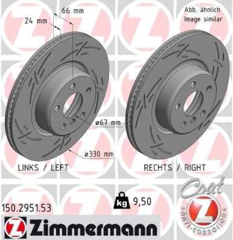 Image of ZIMMERMANN Brake disc ZIMMERMANN 150.2951.53