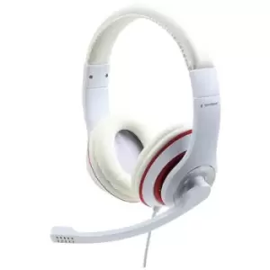 Image of Gembird MHS-03-WTRD Over-ear headset Corded (1075100) White, Red Volume control, Headset