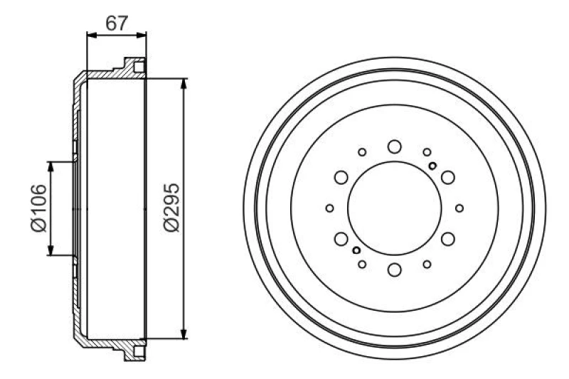 Image of Bosch 0 986 477 167 Brake Drum Rear Axle, 342,5mm Brake Drum (123)