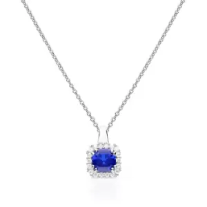 image of Diamonfire Silver White & Sapphire Zirconia Cushion Cut Necklace