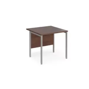 image of Office Desk 800mm Rectangular Desk With H-Frame Leg Walnut Tops With Silver Frames 800mm Depth Maestro 25