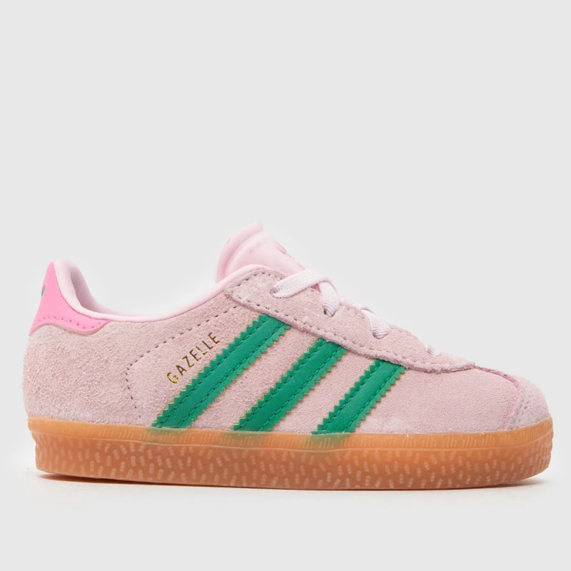 Image of Adidas Kids Gazelle 2 Infant Trainers Clear Pink Court Green Bliss, 5infant