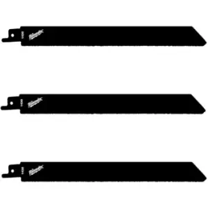 image of Milwaukee SAWZALL Recip Blades Iron/Fibreglass/Abrasive 230mm - Pack of 3 - N/A