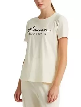 Image of Lauren by Ralph Lauren Katlin Short Sleeve T-Shirt, Cream Size M Women