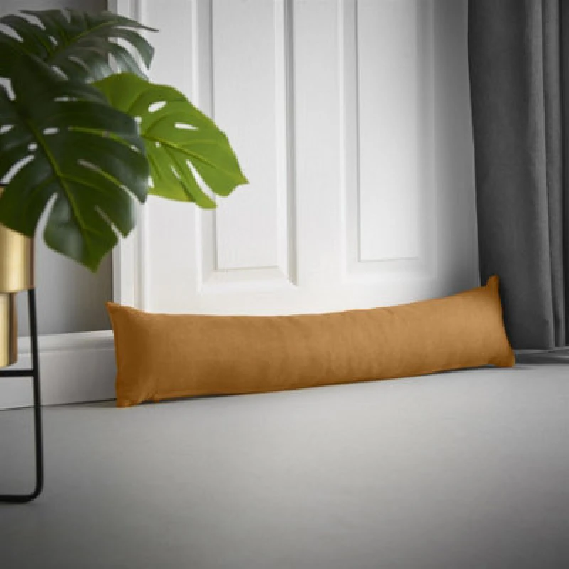 Image of Essential Living Velvet Chenille Draught Excluder 90cm x 15cm x 15cm Tan ZWAYDETAN